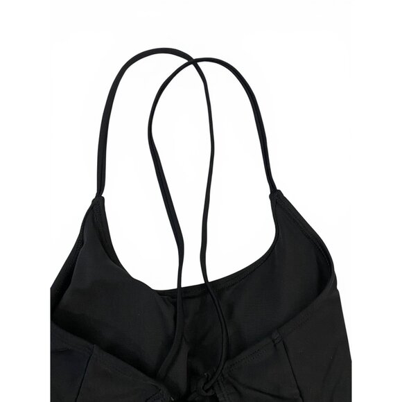 NWT SHEIN Black One Piece Swimsuit Lace Up Crossed Straps Girls Swimwear - Picture 4 of 8